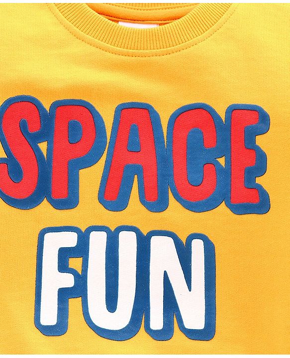 Babyhug Full Sleeves Sweatshirt Space Print Pack of 2 - Yellow Blue