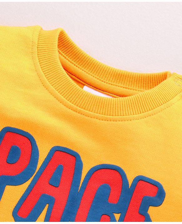 Babyhug Full Sleeves Sweatshirt Space Print Pack of 2 - Yellow Blue
