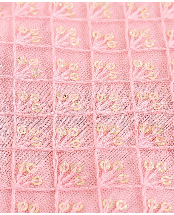 Pine Kids Sequin Choli & Gold Print Sharara with Dupatta - Peach