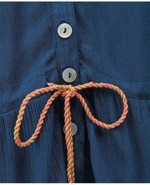 Pine Kids Indigo Top With Waist Tie Up & Palazzo - Blue