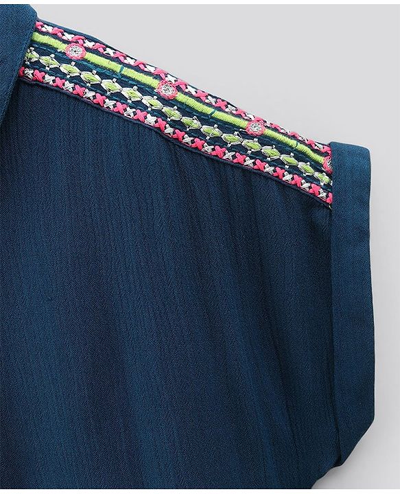 Pine Kids Indigo Top With Waist Tie Up & Palazzo - Blue