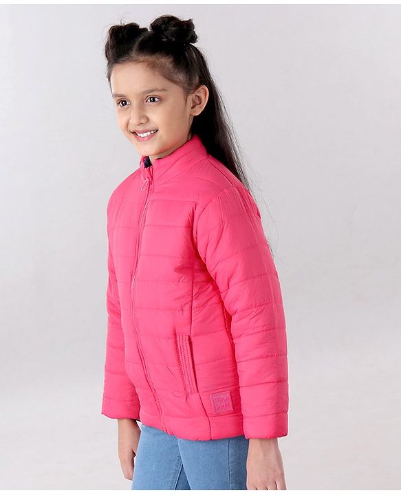 Pine Kids Full Sleeves Reversible Jacket With Pockets - Pink & Purple