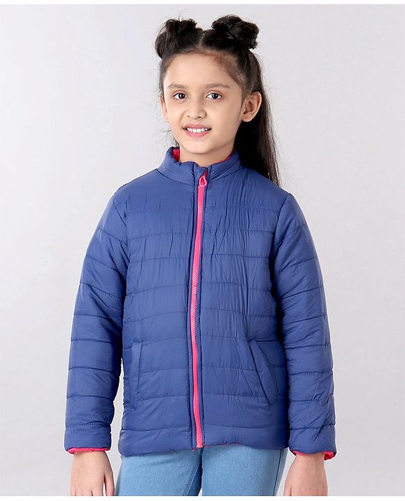 Pine Kids Full Sleeves Reversible Jacket With Pockets - Pink & Purple