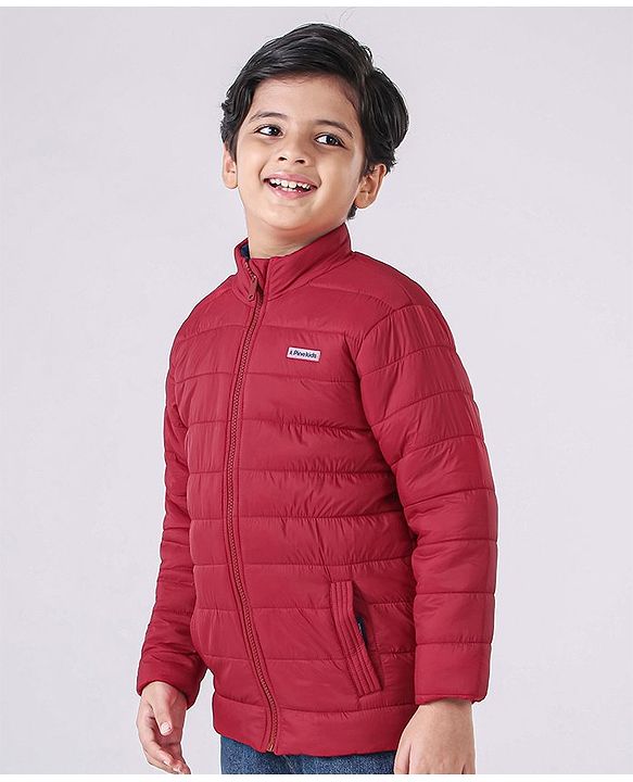 Pine Kids Full Sleeves Reversible Nylon Jacket Medium Winter - Red Blue