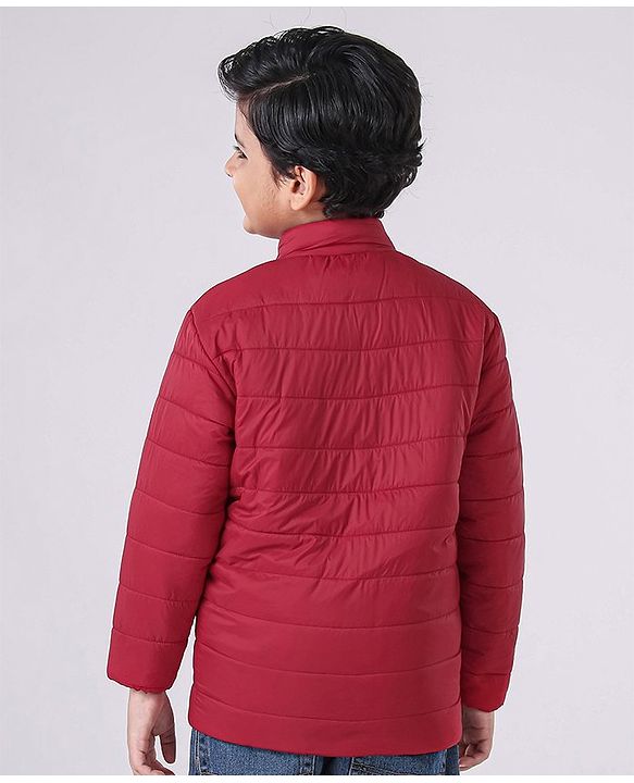 Pine Kids Full Sleeves Reversible Nylon Jacket Medium Winter - Red Blue