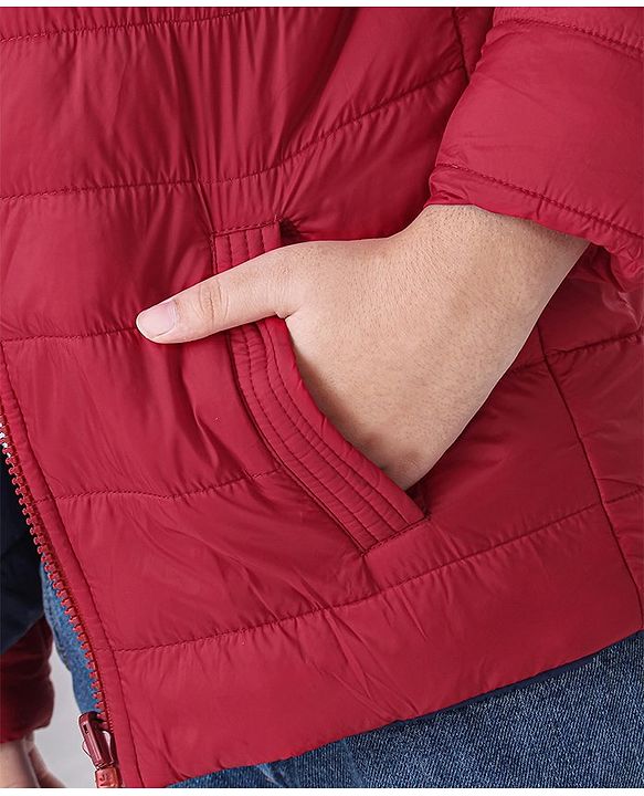 Pine Kids Full Sleeves Reversible Nylon Jacket Medium Winter - Red Blue