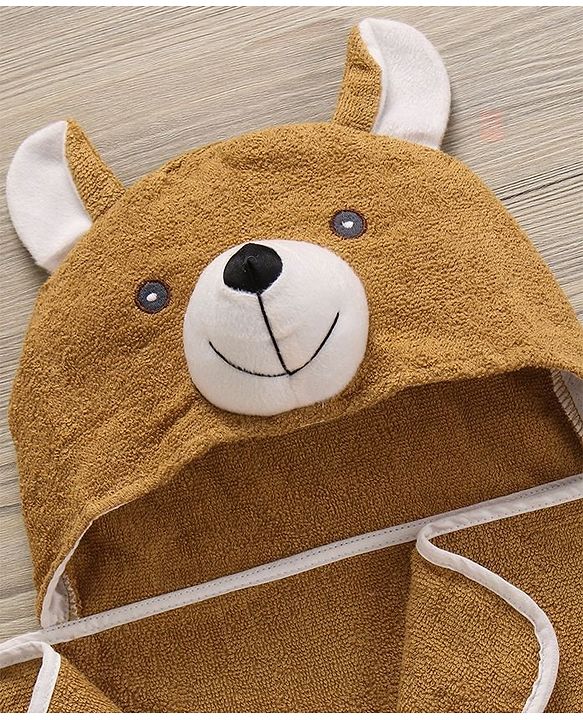 Babyhug Hooded Towel Bear Print - Brown