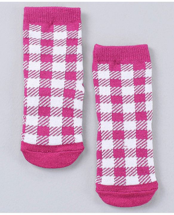 Cute Walk by Babyhug Cotton Blend Ankle Length Anti Bacterial Socks Multi Print Pack of 5 - Pink Grey White