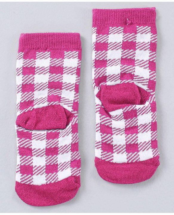 Cute Walk by Babyhug Cotton Blend Ankle Length Anti Bacterial Socks Multi Print Pack of 5 - Pink Grey White