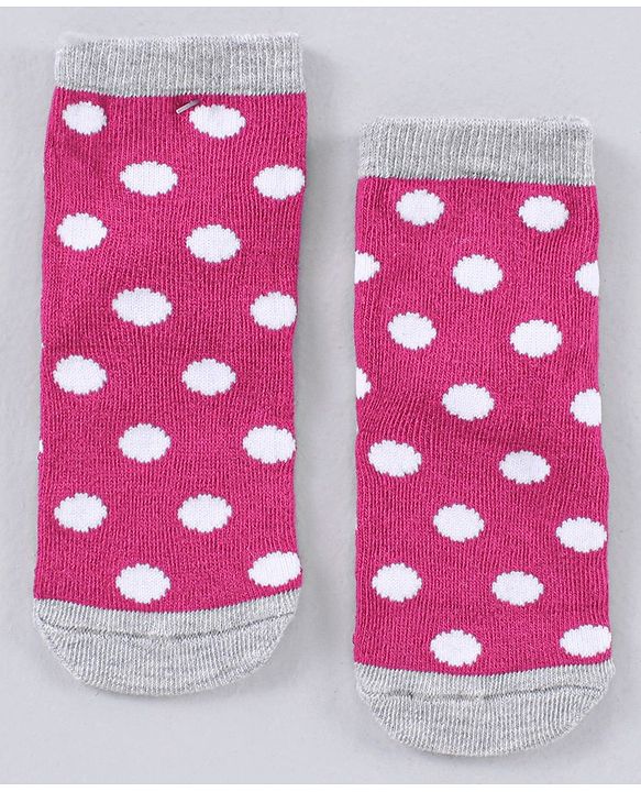 Cute Walk by Babyhug Cotton Blend Ankle Length Anti Bacterial Socks Multi Print Pack of 5 - Pink Grey White