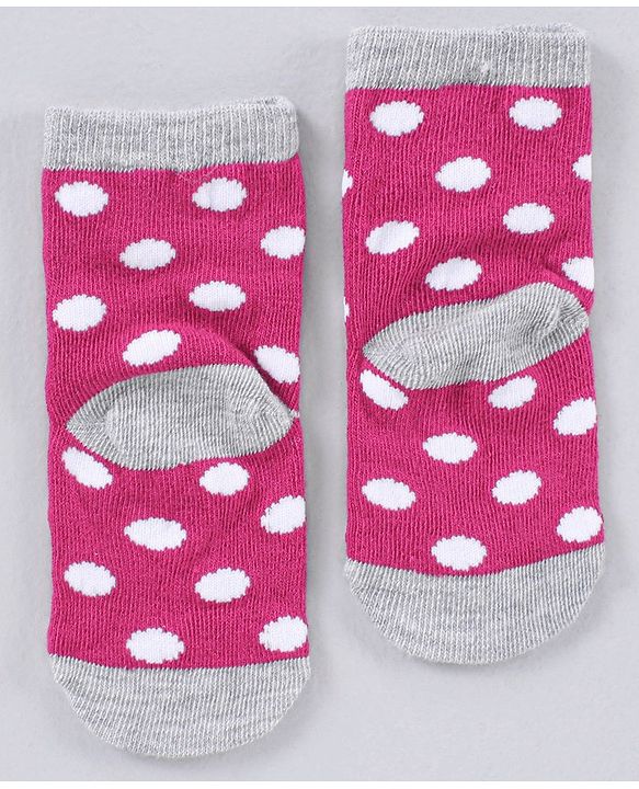 Cute Walk by Babyhug Cotton Blend Ankle Length Anti Bacterial Socks Multi Print Pack of 5 - Pink Grey White