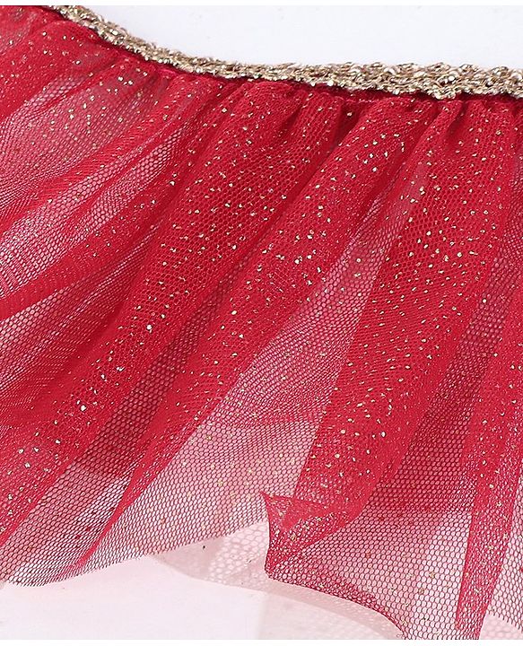 Babyhug Sleeveless Sequins Choli & Lehenga With Dupatta - Red