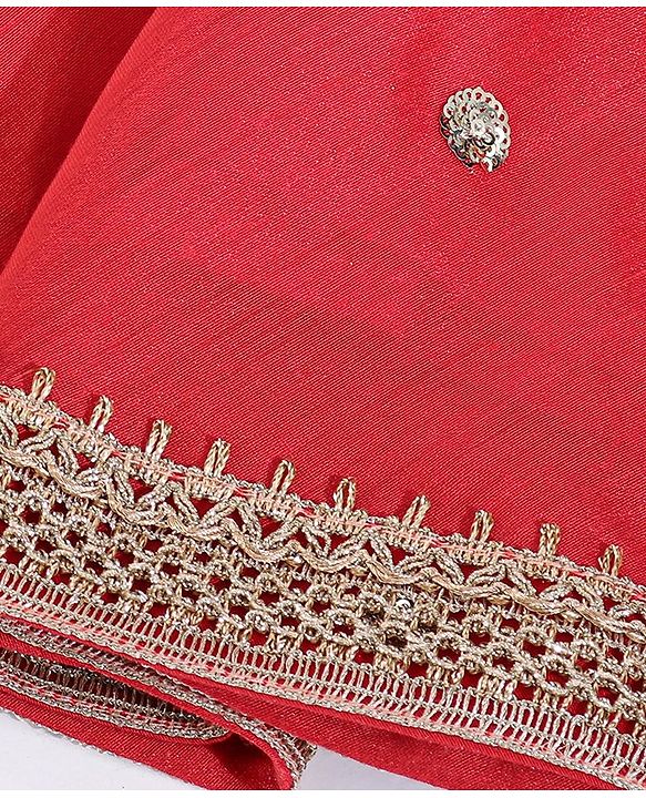 Babyhug Sleeveless Sequins Choli & Lehenga With Dupatta - Red