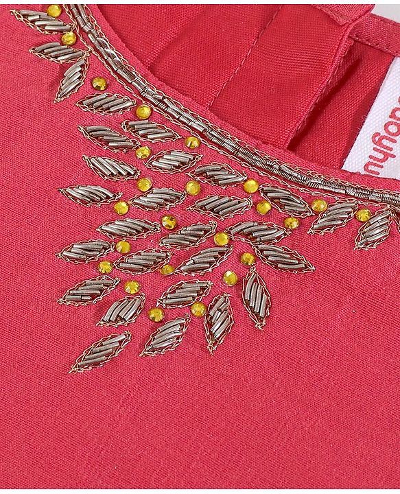 Babyhug Sleeveless Choli & Lehenga with Dupatta - Pink & Yellow