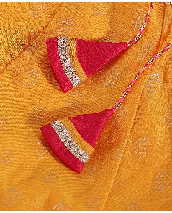 Babyhug Sleeveless Choli & Lehenga with Dupatta - Pink & Yellow