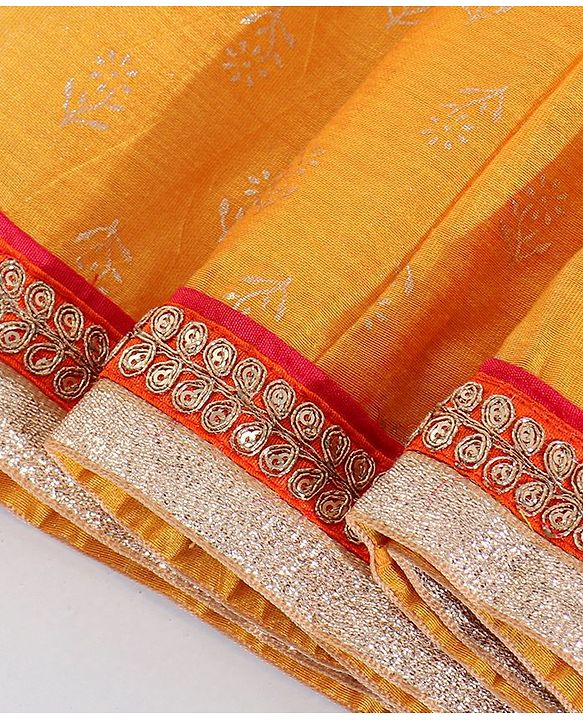 Babyhug Sleeveless Choli & Lehenga with Dupatta - Pink & Yellow