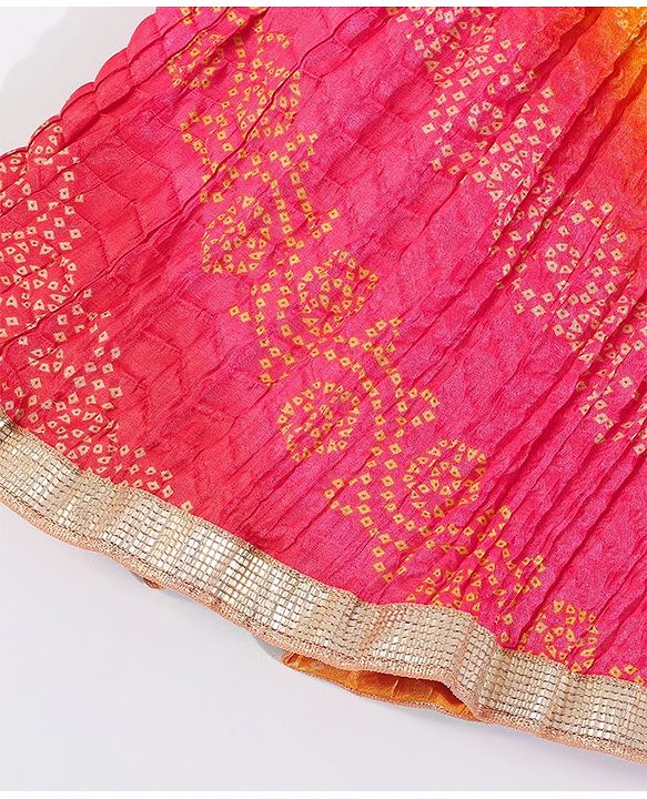Babyhug Sleeveless Printed Choli with Lehenga and Dupatta - Multicolor