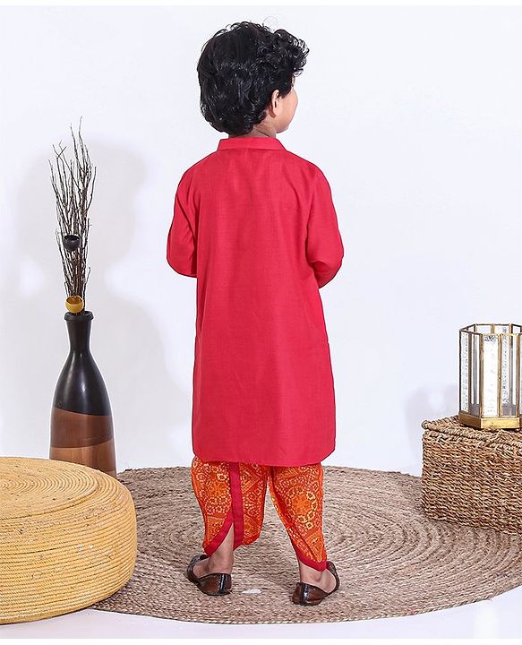 Babyhug Full Sleeves Dhoti & Kurta Set - Red