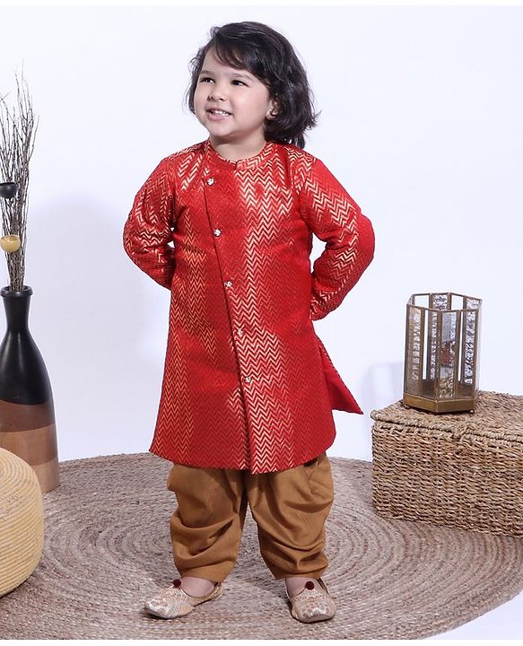 Babyhug Full Sleeves Dhoti & Kurta Set - Red