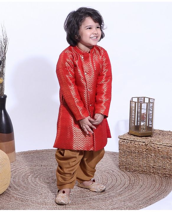 Babyhug Full Sleeves Dhoti & Kurta Set - Red