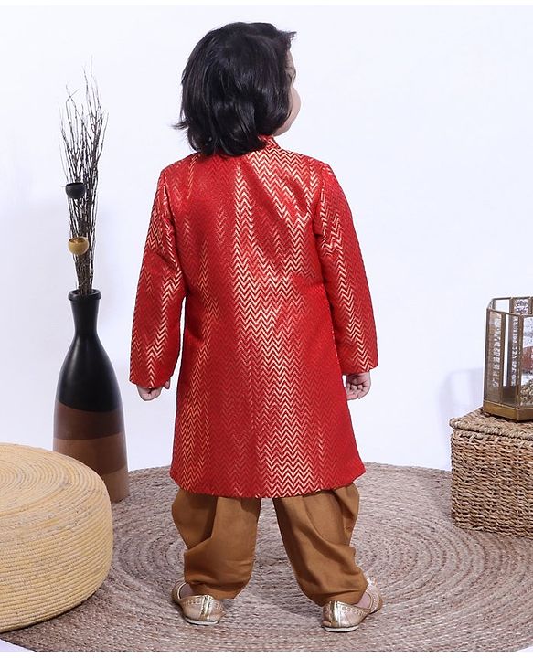 Babyhug Full Sleeves Dhoti & Kurta Set - Red