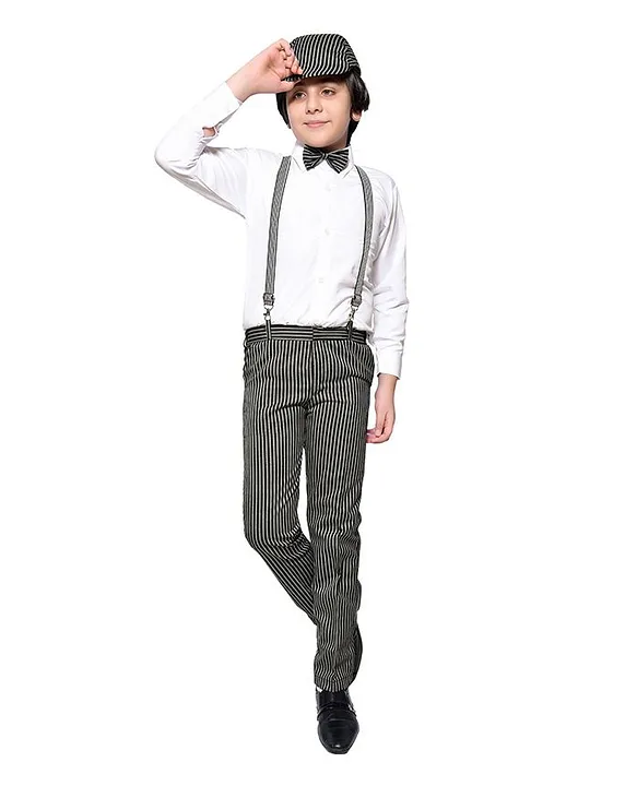 BOB DONG Retro Striped Suit Dress Pants Men's Casual Trousers Suspender  Buttons | eBay