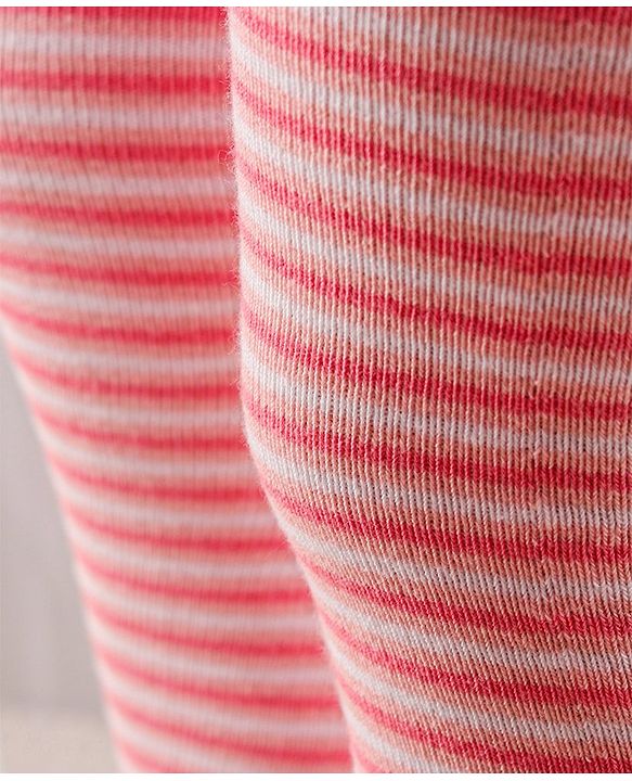 Cute Walk by Babyhug Full Length Anti-Bacterial Striped Tights Roses Design Pack of 2 - Pink White
