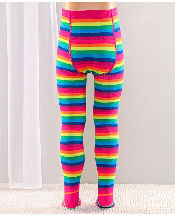 Cute Walk by Babyhug Full Length Anti-Bacterial Striped Tights - Multicolor