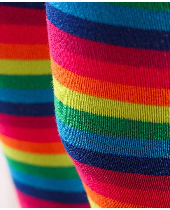 Cute Walk by Babyhug Full Length Anti-Bacterial Striped Tights - Multicolor
