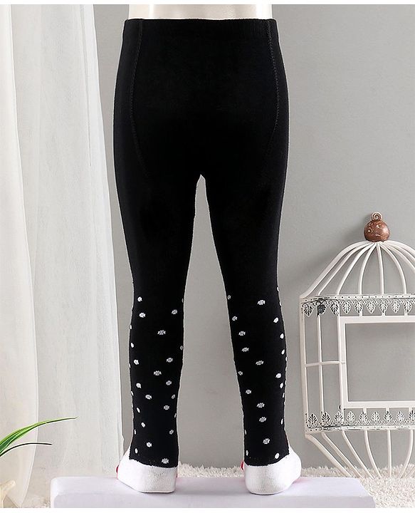Cute Walk by Babyhug Cotton Antibacterial Footed Tights Floral Design - Navy Blue