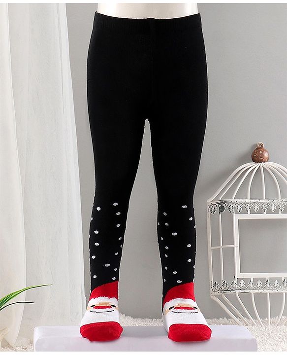 Cute Walk by Babyhug Cotton Antibacterial Footed Tights Floral Design - Navy Blue