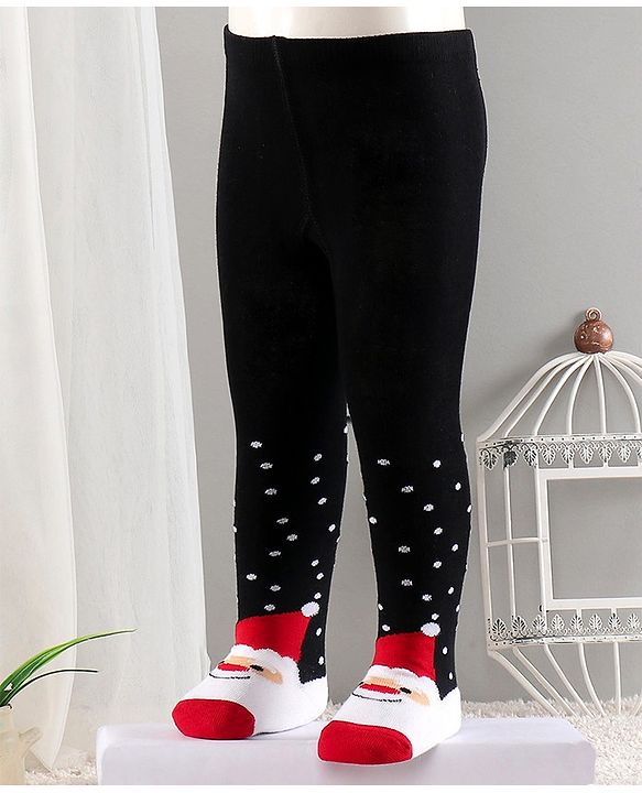 Cute Walk by Babyhug Cotton Antibacterial Footed Tights Floral Design - Navy Blue