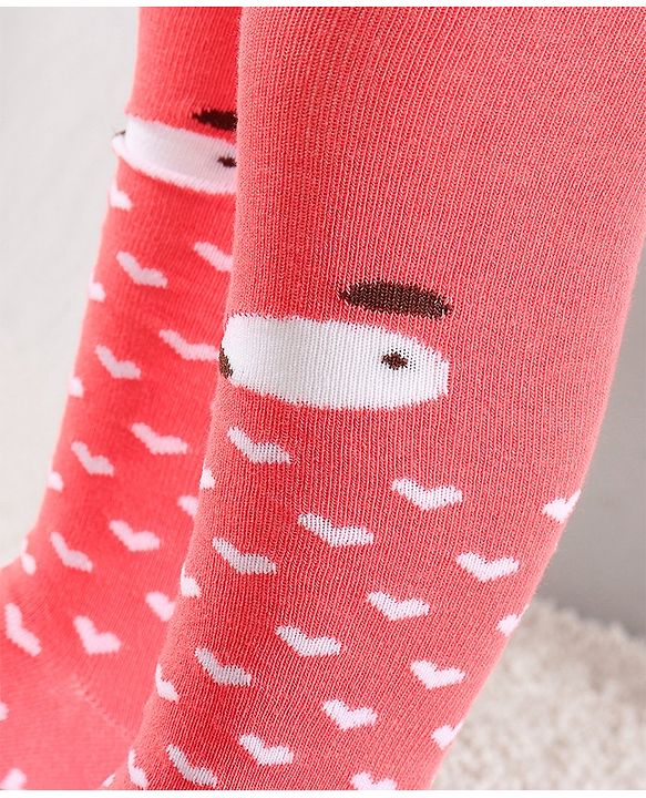Cute Walk by Babyhug Cotton Antibacterial Footed Tights Heart Design - Orange