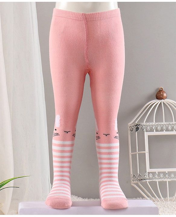 Cute Walk by Babyhug Cotton Antibacterial Footed Tights Heart Design - Pink