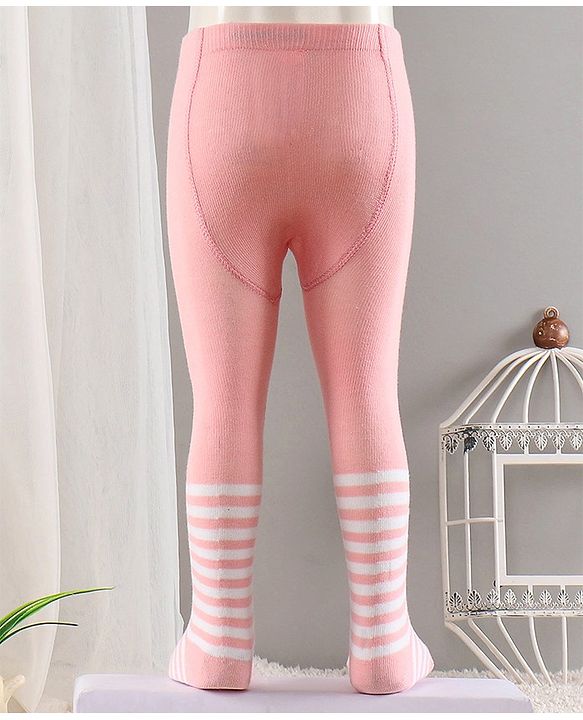 Cute Walk by Babyhug Cotton Antibacterial Footed Tights Heart Design - Pink