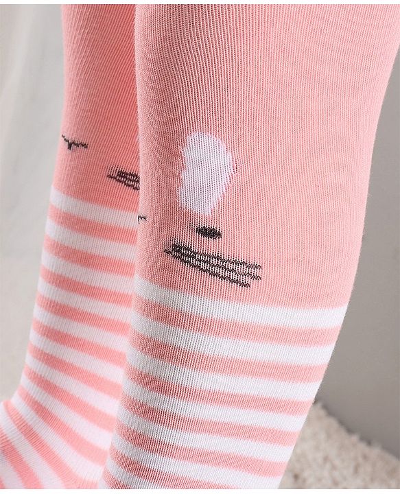 Cute Walk by Babyhug Cotton Antibacterial Footed Tights Heart Design - Pink