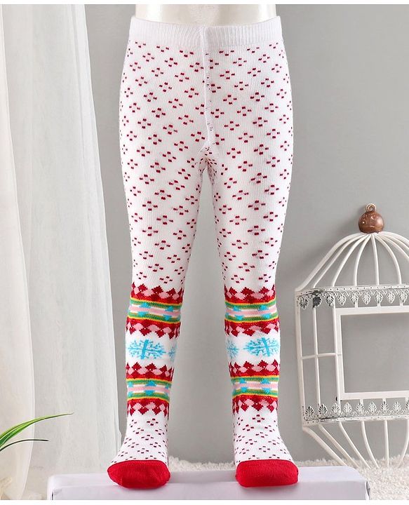 Cute Walk by Babyhug Cotton Antibacterial Footed Tights Floral Design - Pink White
