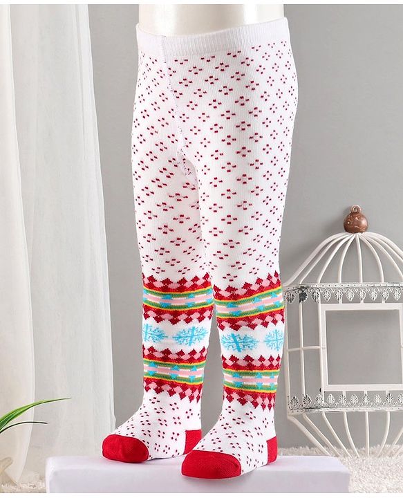 Cute Walk by Babyhug Cotton Antibacterial Footed Tights Floral Design - Pink White
