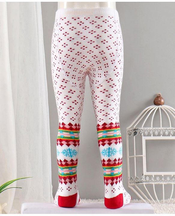 Cute Walk by Babyhug Cotton Antibacterial Footed Tights Floral Design - Pink White