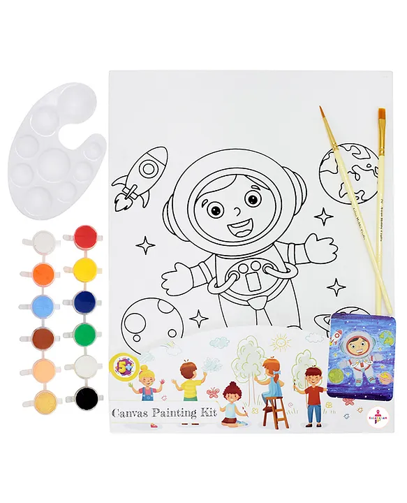 HQleshui hqleshui 6pcs pre drawn canvas for painting for kids, 6 x 6  printed canvas to paint canvas set for painting first & last day