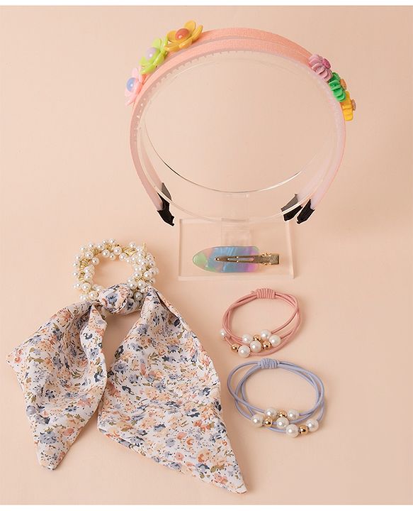 Pine Kids Hair Accessories Combo Free Size Pack of 5 - Multicolor