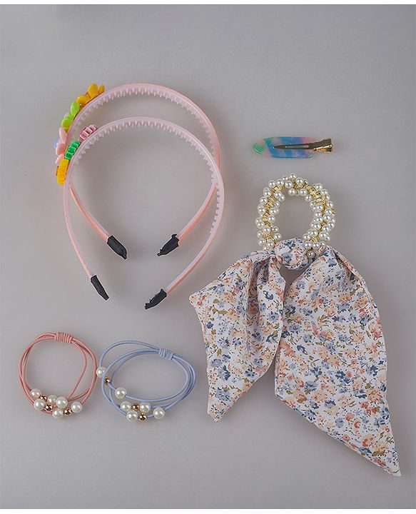 Pine Kids Hair Accessories Combo Free Size Pack of 5 - Multicolor