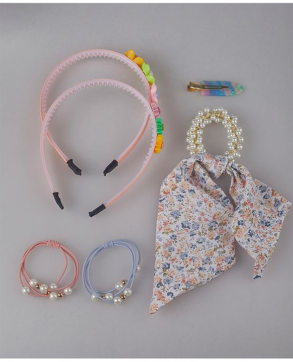 Pine Kids Hair Accessories Combo Free Size Pack of 5 - Multicolor