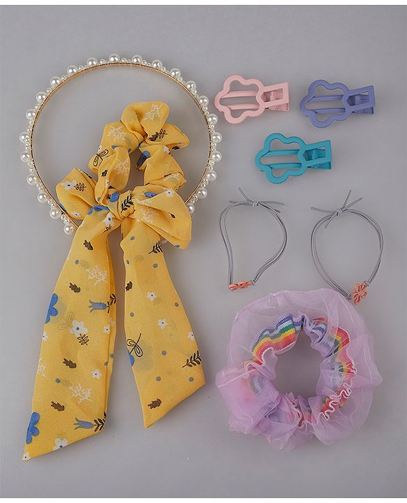 Pine Kids Hair Accessories Combo Free Size Pack of 8 - Multicolor