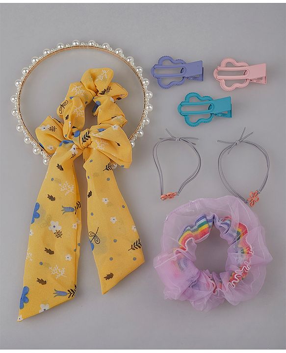 Pine Kids Hair Accessories Combo Free Size Pack of 8 - Multicolor