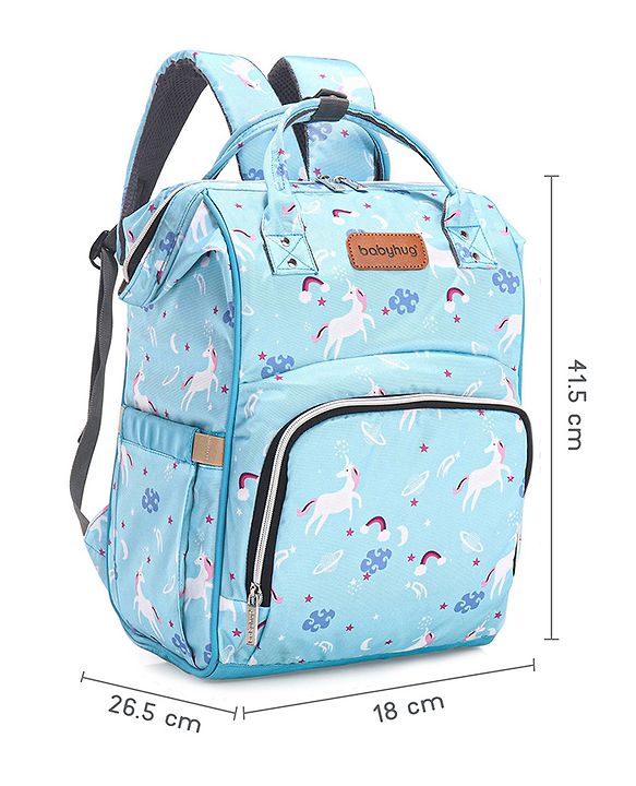 Babyhug Diaper Backpack Unicorn Print - Blue