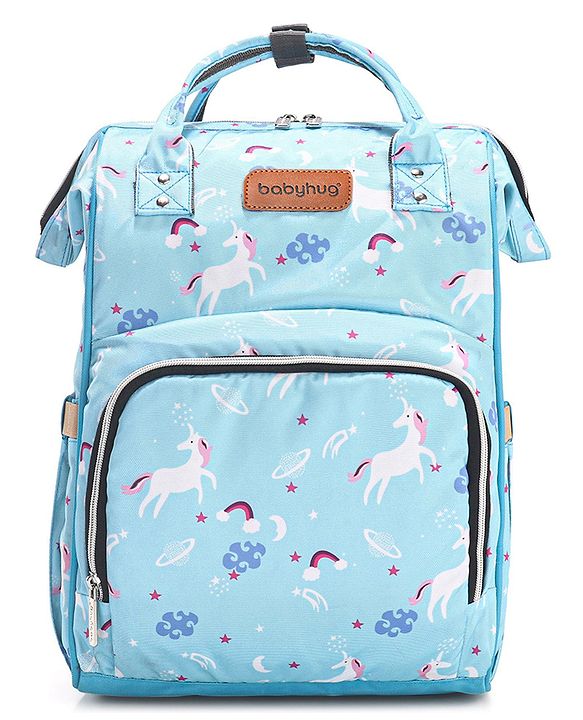 Babyhug Diaper Backpack Unicorn Print - Blue