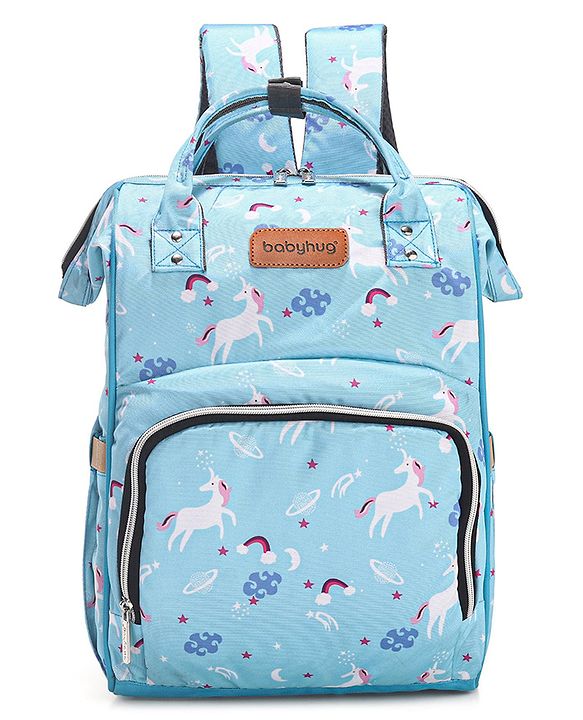 Babyhug Diaper Backpack Unicorn Print - Blue