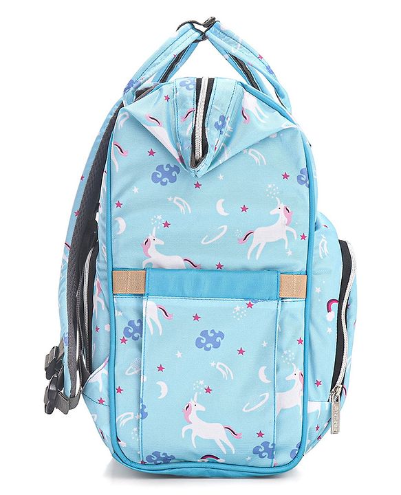 Babyhug Diaper Backpack Unicorn Print - Blue