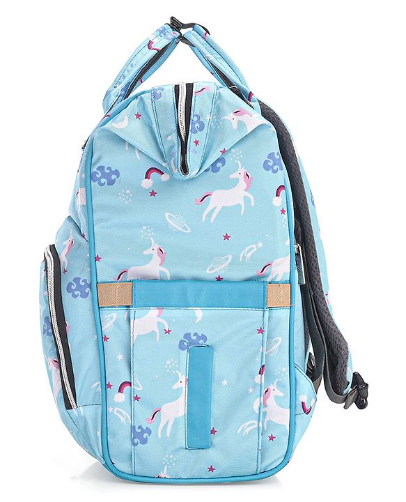 Babyhug Diaper Backpack Unicorn Print - Blue